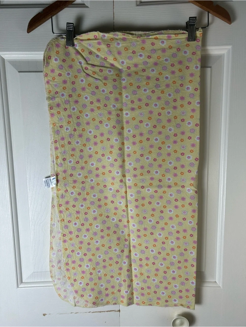 Gerber Yellow Floral Baby Receiving Blanket Pink Orange Flowers White Thin